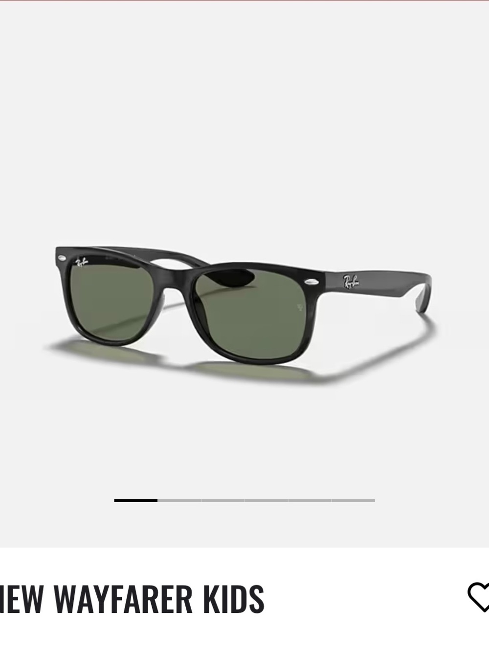 Kids New Wayfarer Ray Bans Black Frame Sunglasses with Dark Green Lenses